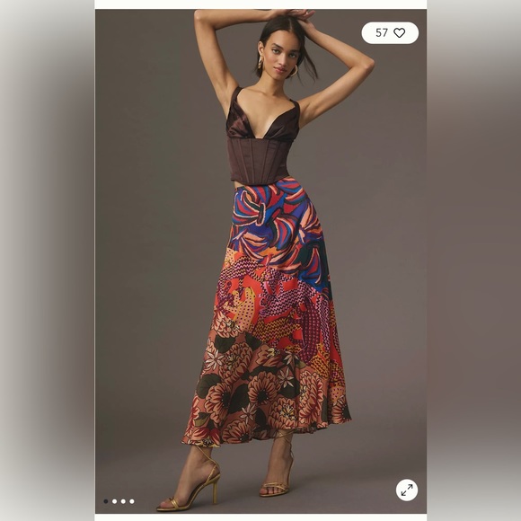 Anthropologie Farm Rio Slip Midi Skirt size M